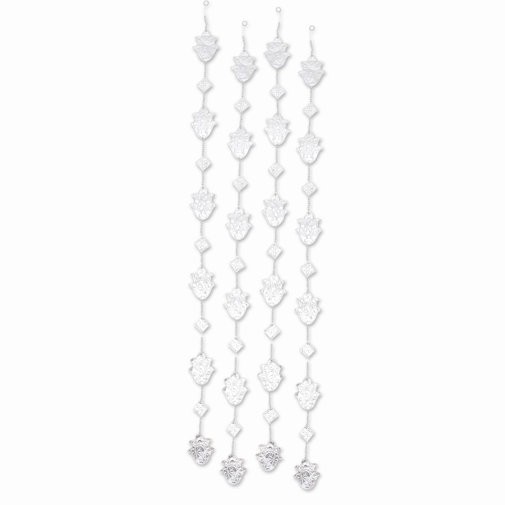 Novica Handmade Holiday Tulips Aluminum Garlands (Set Of 4) - Silver