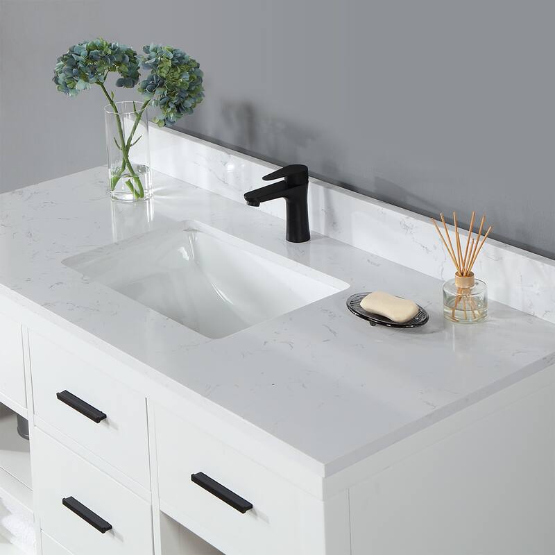Altair Kesia Bathroom Vanity with White Composite Stone Top without Mirror
