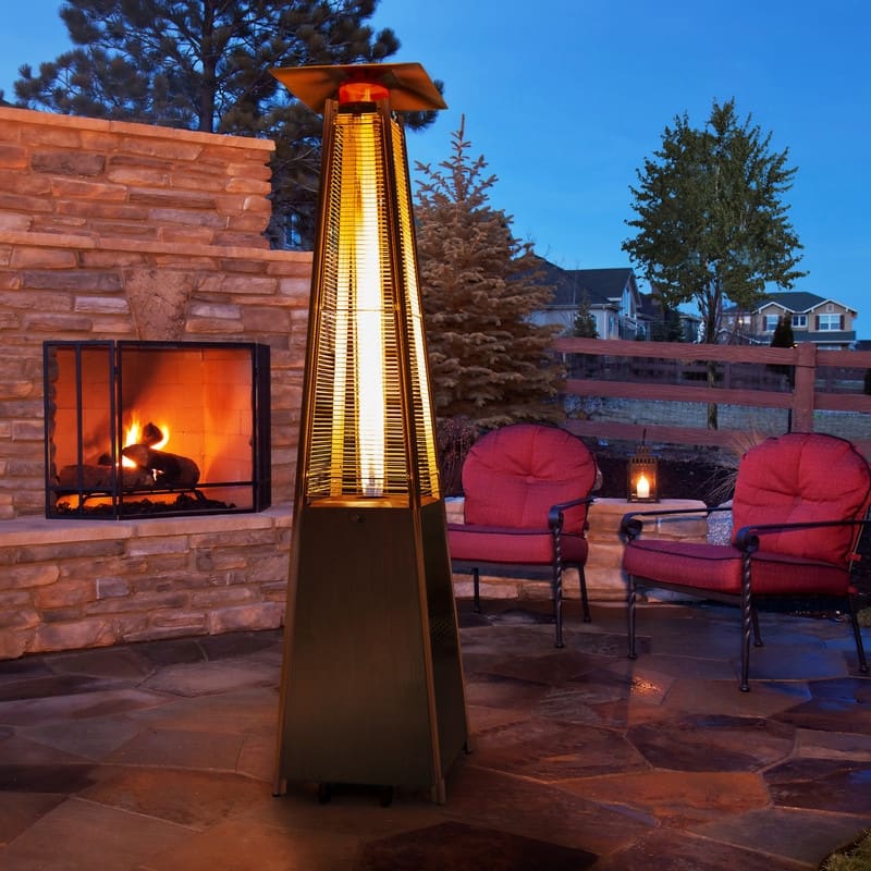 Pamapic 42,000 BTU Outdoor Pyramid Flame Patio Heater with Cover, Wheels