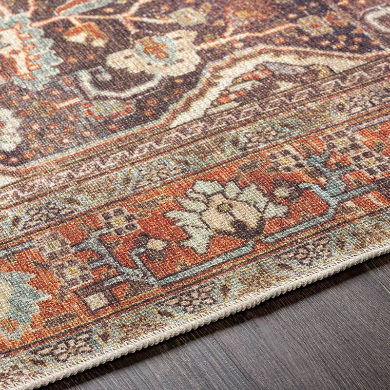 Livabliss Tawa Machine Washable Vintage Medallion Area Rug