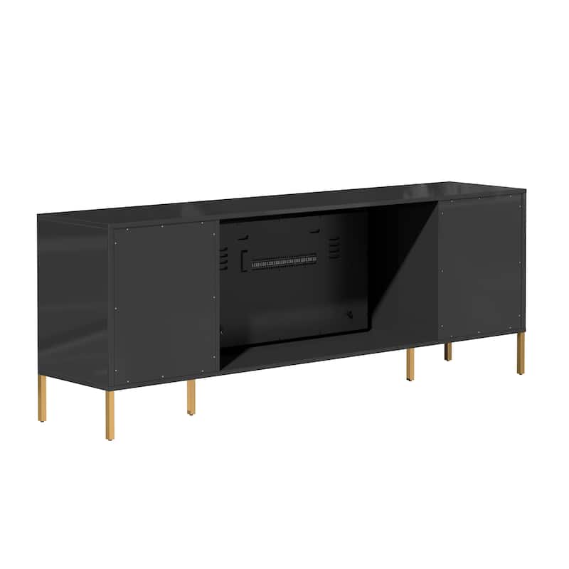 Clihome High Gloss Storage 70'' TV Stand with 36'' Electric Fireplace