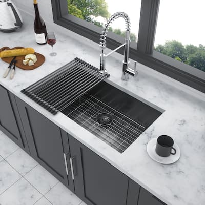 32 Inch Sink 32" x 19" x 10" Gunmetal Black Undermount Kitchen Sink 16 Gauge 10 Inch Deep Single Bowl Kitchen Sink Basin