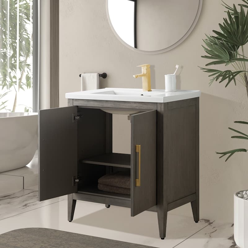 Vanity Art 20" or 24" or 30" Single Sink Bathroom Vanity Cabinet with Ceramic Top