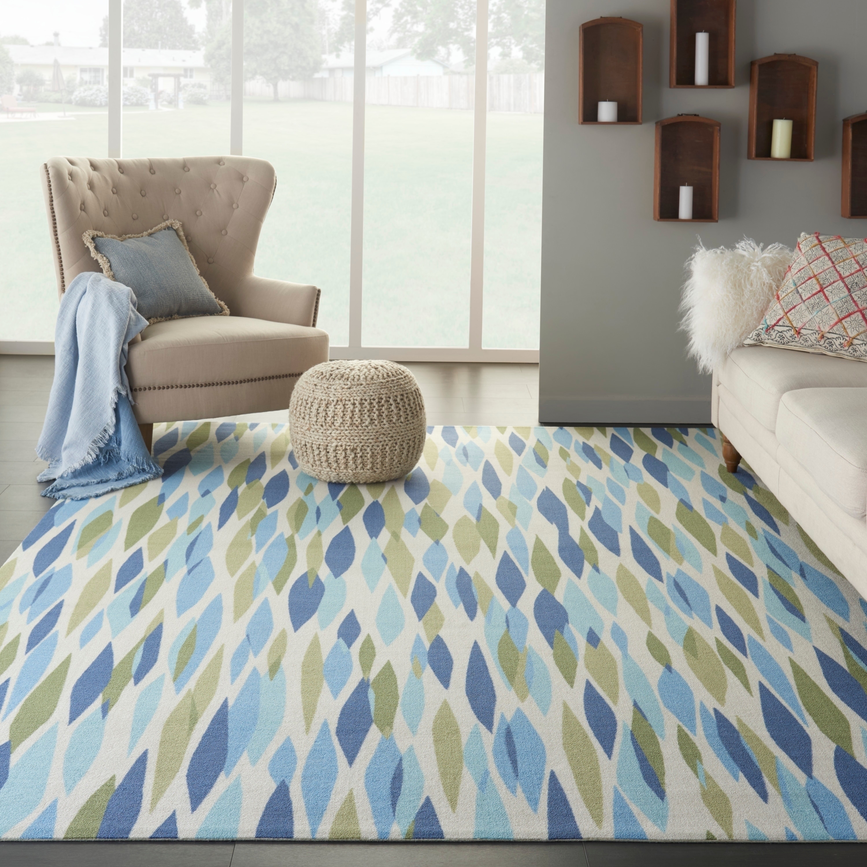 Waverly Sun & Shade Bits & Pieces Contemporary Retro & Shade Bits & Pieces Seaglass Indoor/Outdoor Area Rug by Nourison 6'6 x 6'6 Waverly Sun & Shade Bits & Pieces Contemporary Retro & Shade Bits & Pieces Seaglass Indoor/Outdoor Area Rug by Nourison 6'6 x 6'6