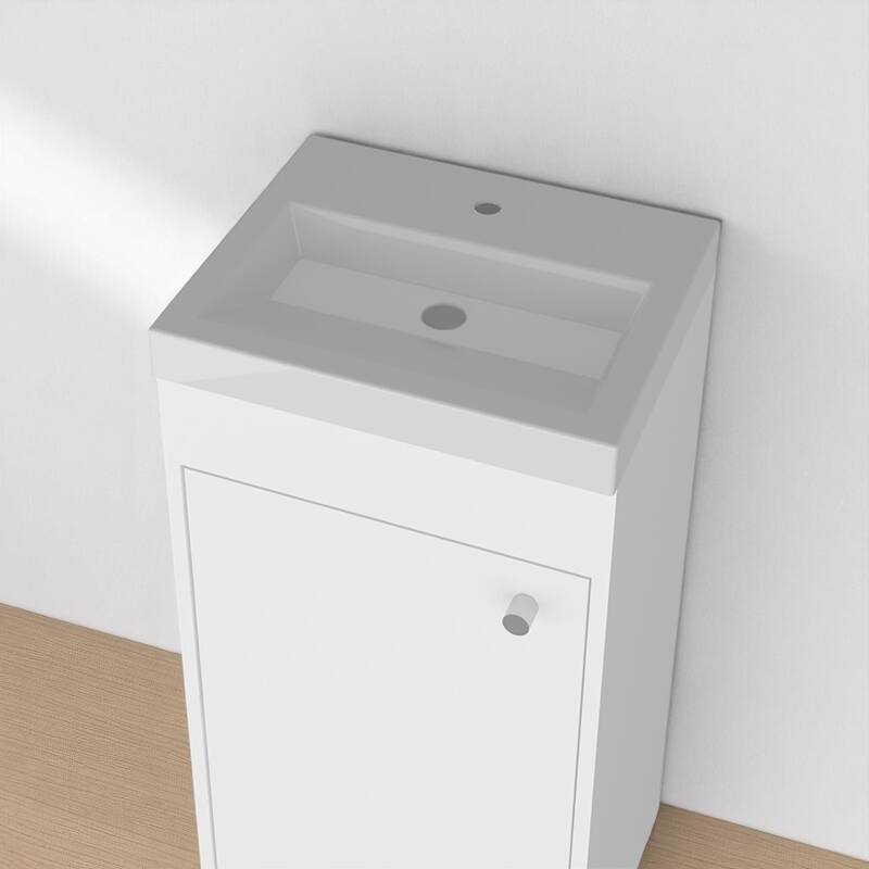 16" Bathroom Vanity with Integrated Sink,Compact Freestanding Cabinet with Storage,Ideal for Small Bathrooms,No Faucet Included