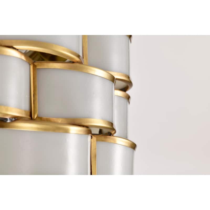 Cribe Brass Trim and White Ribbon Weave Ceiling Light