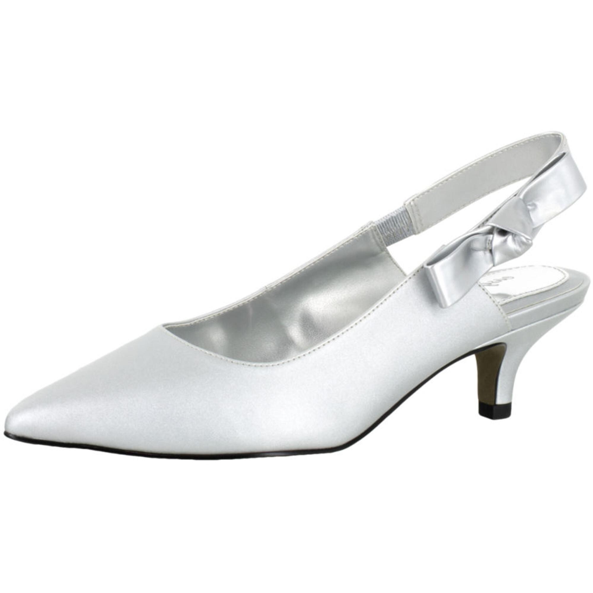 silver kitten heel slingback shoes