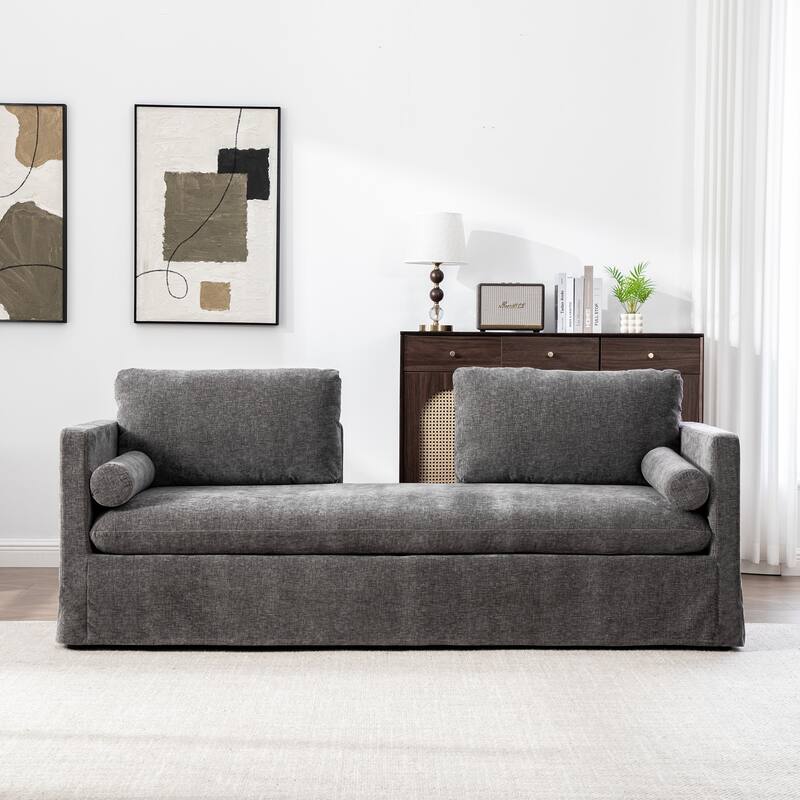 82.7" W Chenille Fabric Comfortable 2-Seater Sofa With Plush Cushion,Loveseat With Pillows