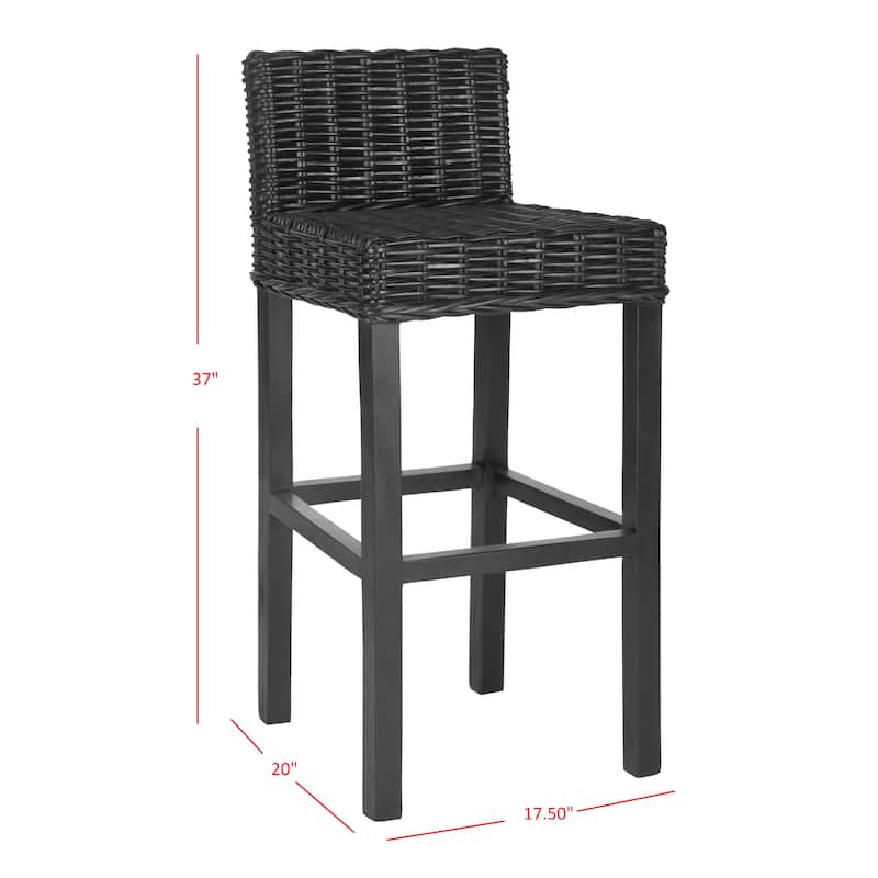 SAFAVIEH Tana -30 Inch Thomas Indoor Wicker Brown Bar Stool - 17.7" x 17.7" x 37.4" - 18Wx18Dx37H