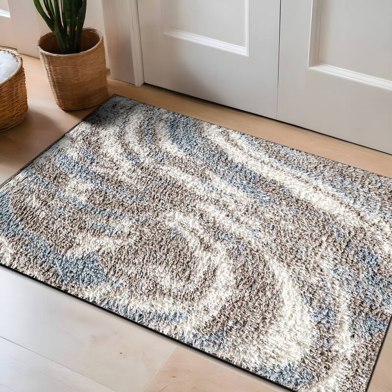 Marble Swirl Shag Rug - Blue - Medium Pile - Great for Living Room, Bedroom, or Entryway - 2' x 3'