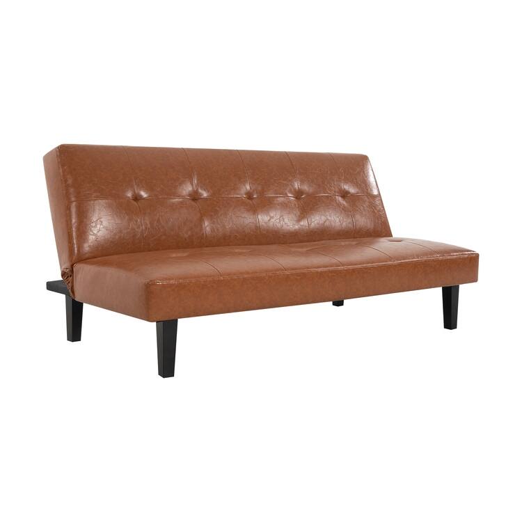 Ultimate Futon Sofa Collection: Futon Sofa with Armrest and Cupholders, Button Tufted Sofa with Wooden Legs