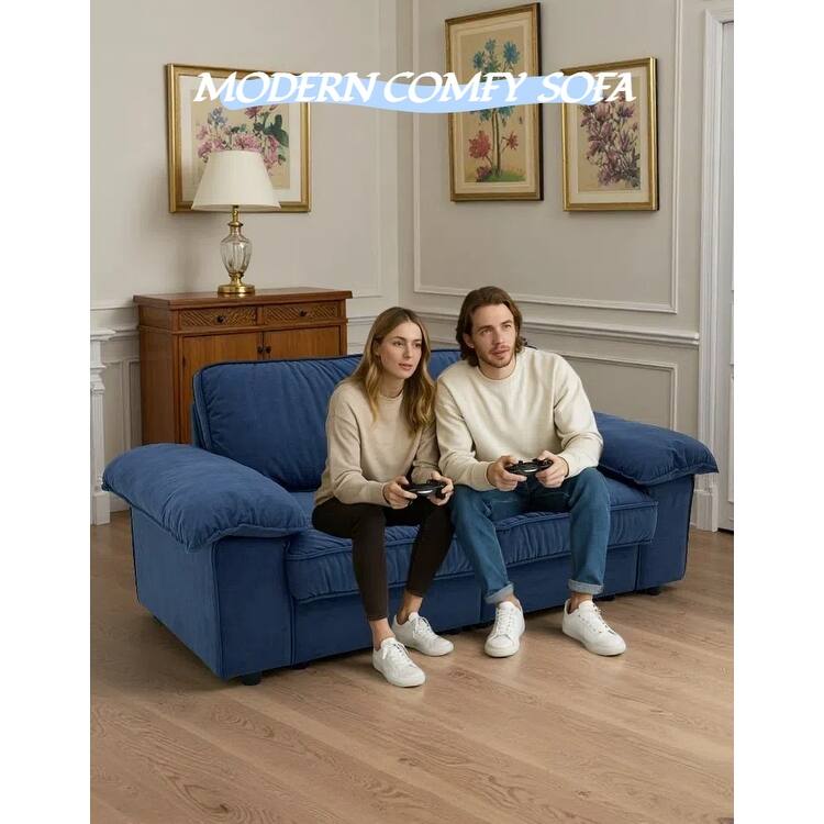 79" Loveseat Sofa Couch with Under-Seat Storage, Elegant 2-Seater Settee with Pillow Top Armrests for Living Room