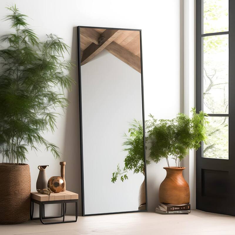 Full Length Mirror with Stand, Floor Mirror with Frame, Full Body Mirrors, Free Standing or Wall-Mounted Mirrors for Living Room