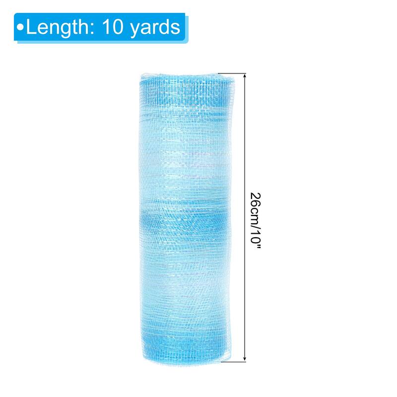 1pcs Deco-Mesh, 10 Inch x 10 Yard Deco-Mesh Ribbon Roll Foil Metallic - Blue White