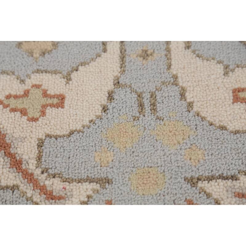 Light Blue Oushak Oriental Runner Rug Handmade Wool Carpet - 2'6" x 10'1"