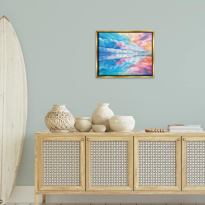 Stupell Prismatic Rainbow Sunset Framed Floater Canvas Wall Art Design By Michael Ward