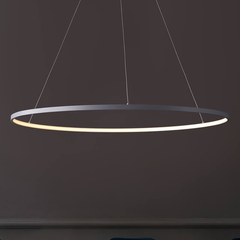 Kinsley Modern Bohemian Iron Integrated LED Pendant by JONATHAN Y - 35" - Gray