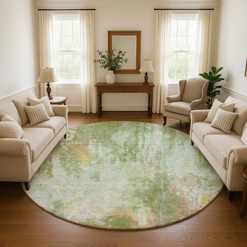 Premium Washable Super Soft Abstract Modern Mayfield Rug - Sage - 8' x 8'