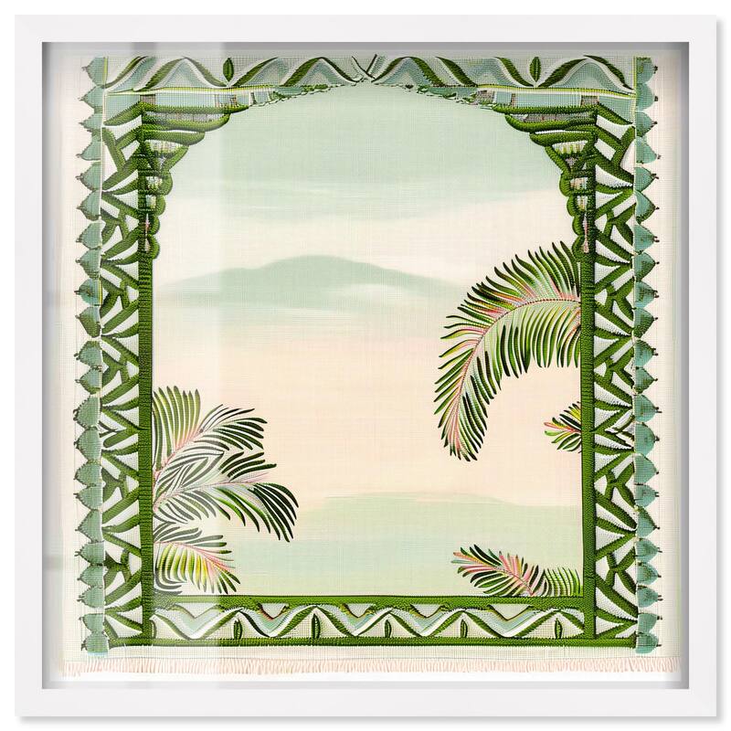 Palm View Vista Shadowbox by Art Remedy - White - 24" x 24"
