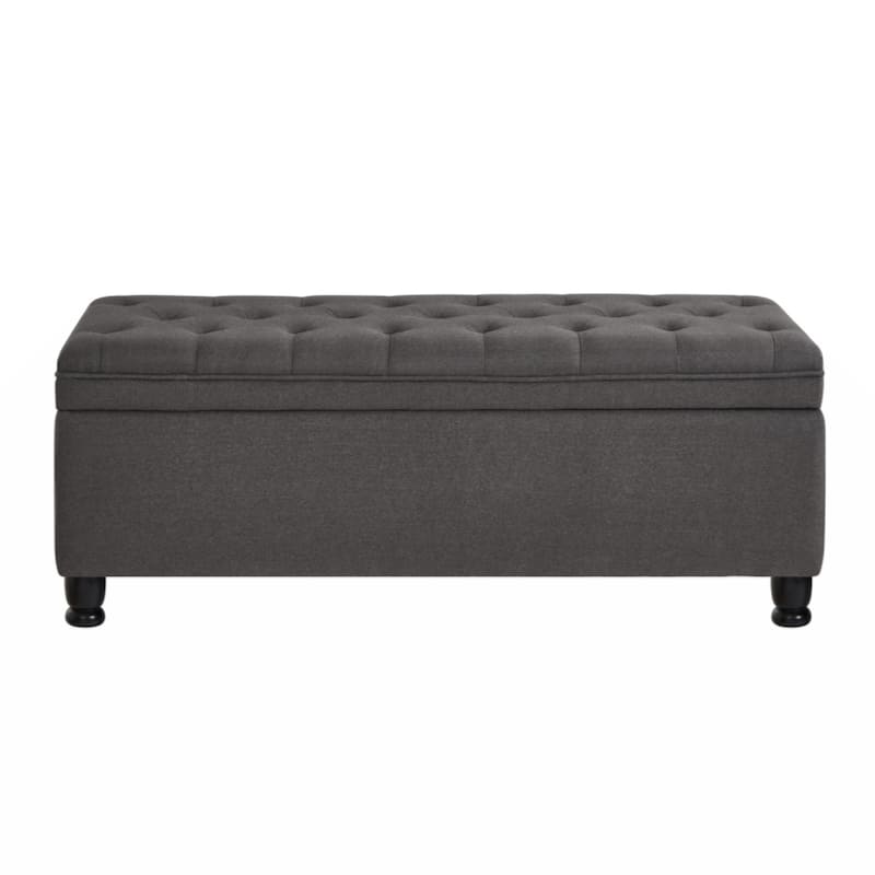 Upholstered tufted button storage bench ,Faux leather entry bench with spindle wooden legs, Bed bench