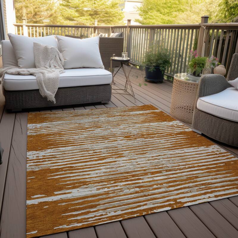 Machine Washable Indoor/ Outdoor Ombre Chantille Abstract Rug