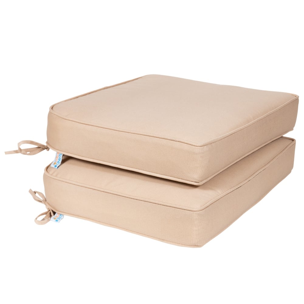 Island Retreat All-Weather Outdoor Solid Color Seat Cushion (Set of 2) - 18.5-in L x 16-in W x 3-in D