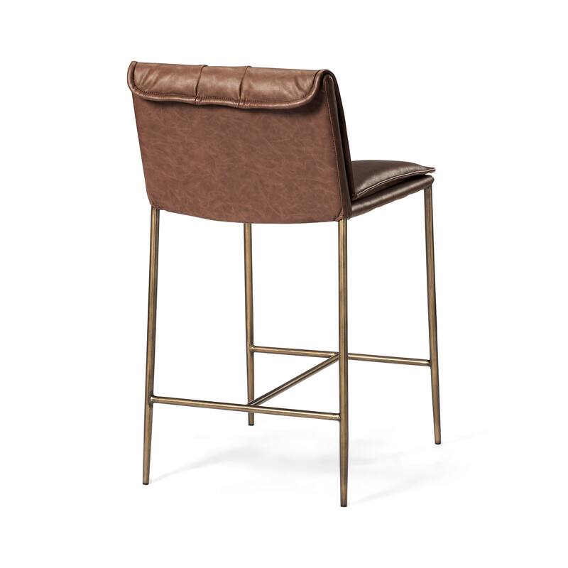 Maven Lane Gerard Bar Metal & Vegan Leather Kitchen Dining Stool