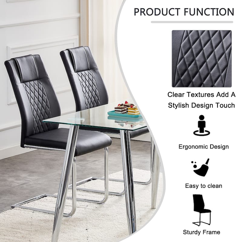 Modern Dining Chairs with Faux Leather Padded Seat,Set of 8