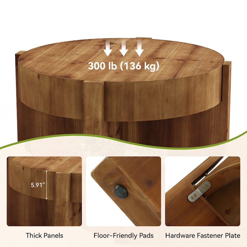 31.5 Inch Round Wood Coffee Table for Living Room - 31.5" D x 31.5" W x 18.5" H