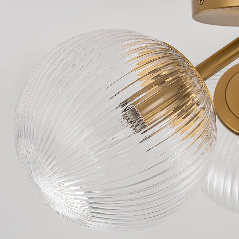 Modern 3-Light Semi Flush Mount With Opal Glass Shade