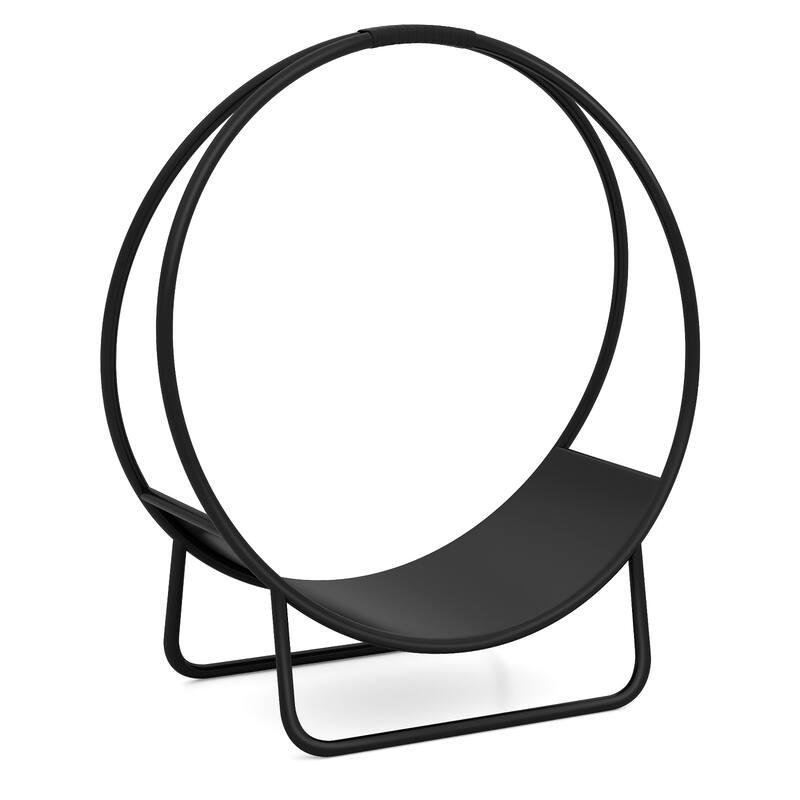 Gymax 20'' Round Heavy-duty Metal Curved Log Rack w/Stand for