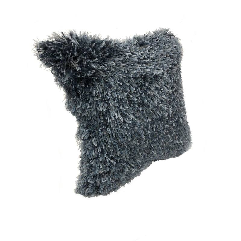 Shag Square Throw Pillow - 18" - Gray