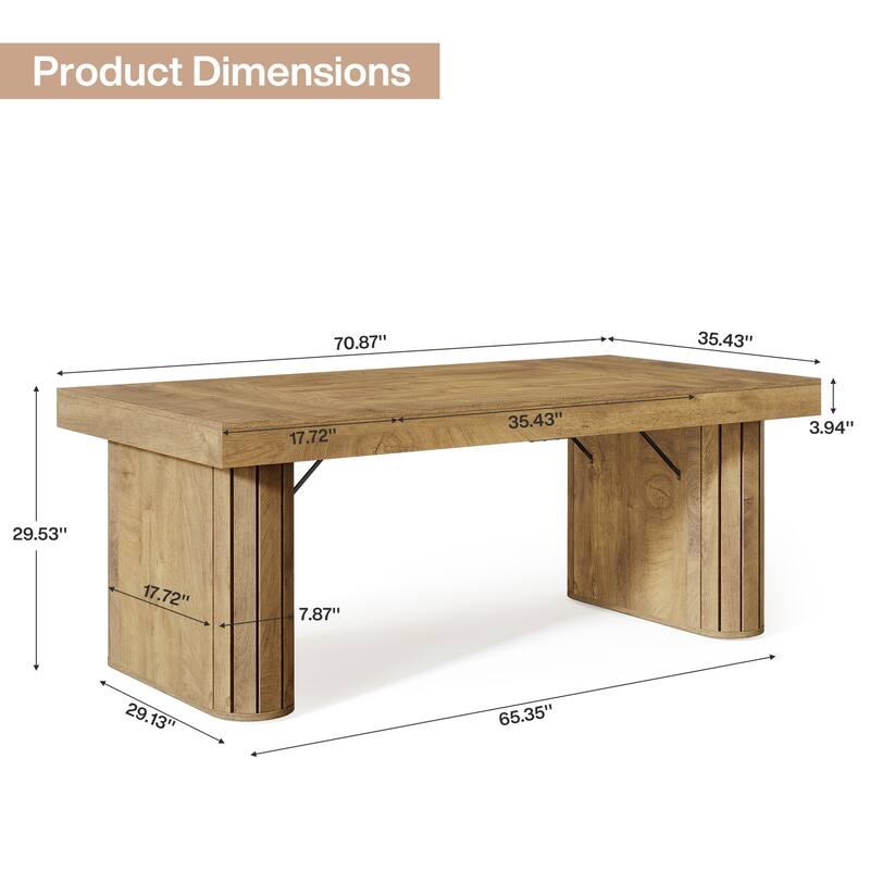 70.9" Executive Desk, Farmhouse Computer Desk, Large Workstation for Home Office, Brown