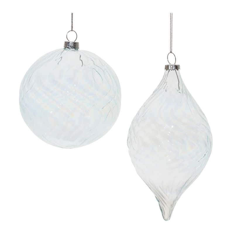 Clear Wavy Glass Ornament (Set of 6)