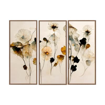 "Beautiful Dry Flowers" Framed 3-Piece Wall Art Set by Treechild