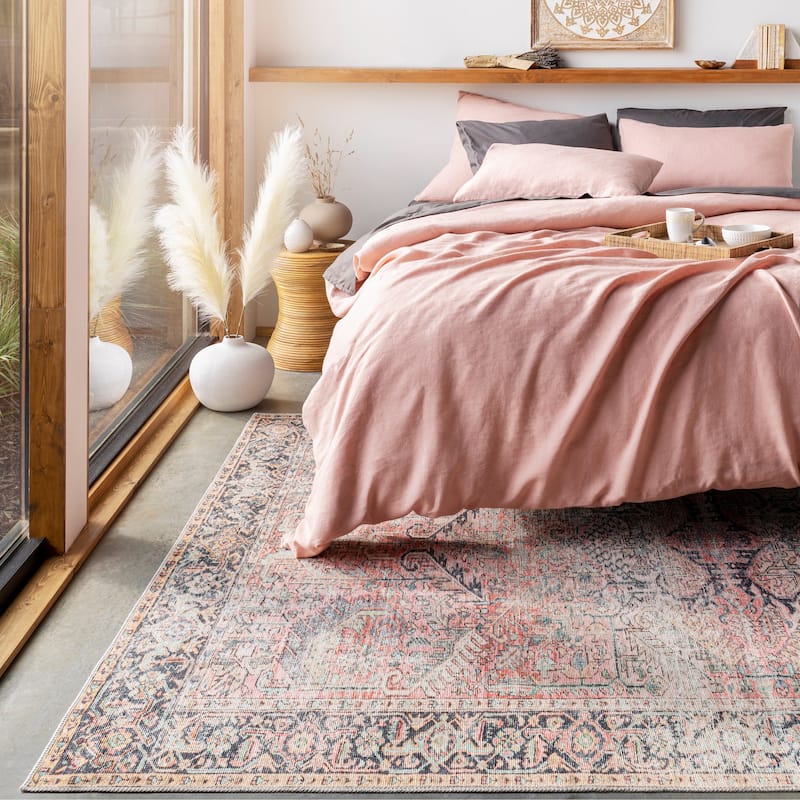 Livabliss Rhys Traditional Medallion Machine Washable Area Rug - Rust/Brown - 8' 10" x 12'