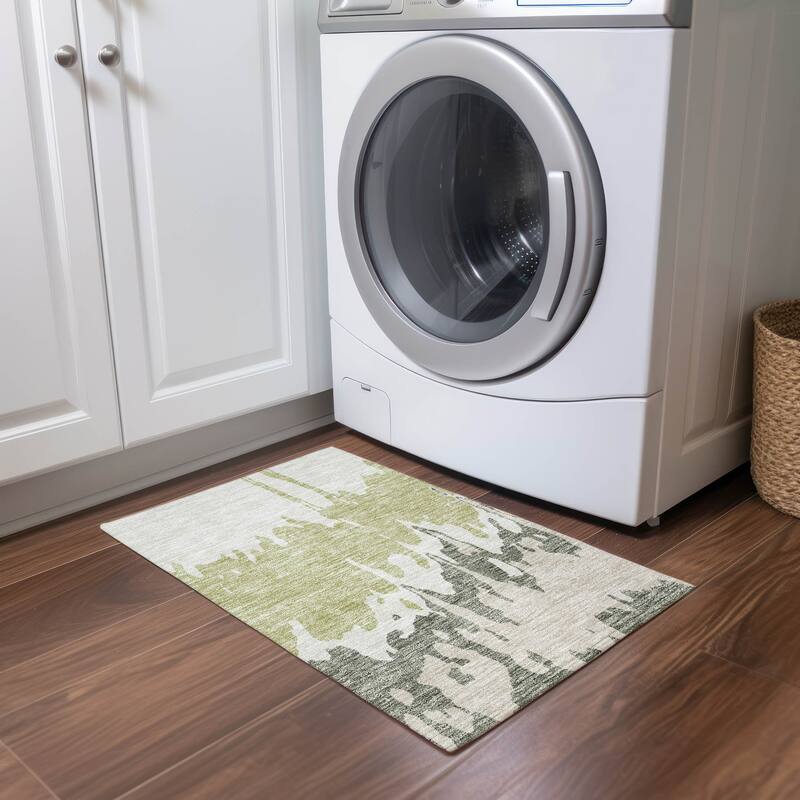 Machine Washable Indoor/ Outdoor Modern Abstract Chantille Rug