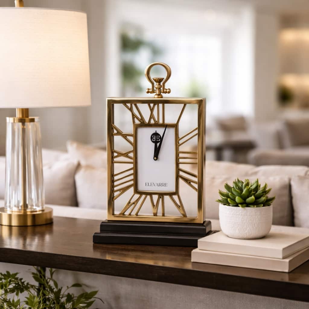 Decorative Aluminum Desk Clock with Glass Face - 9" - 17.0"