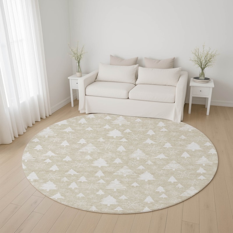 Premium Washable Super Soft Christmas Tree Mayfield Rug - Beige - 8' x 8'