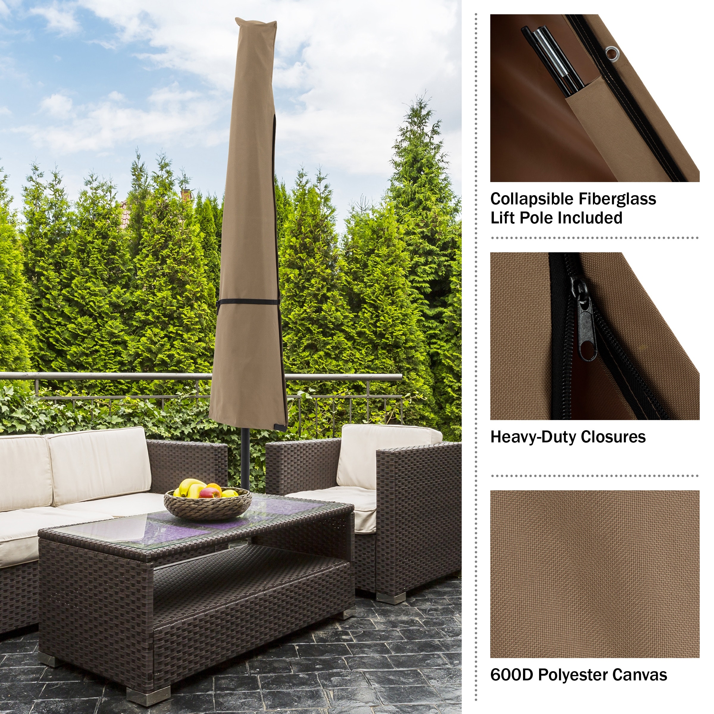 bed bath and beyond patio umbrella covers Patio Umbrella Cover - Heavy-Duty Waterproof Protection for Market Umbrellas  by Pure Garden (Tan) - On Sale - Bed Bath & Beyond