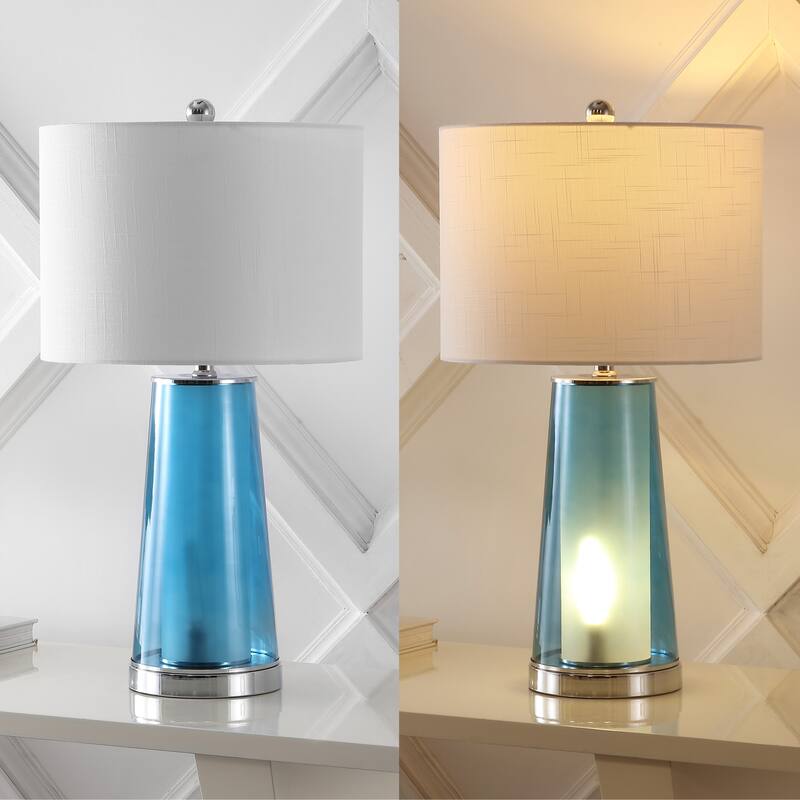 Celerie 26" Modern Minimalist Glass/Iron Nightlight LED Table Lamp, (Set of 2) by JONATHAN Y