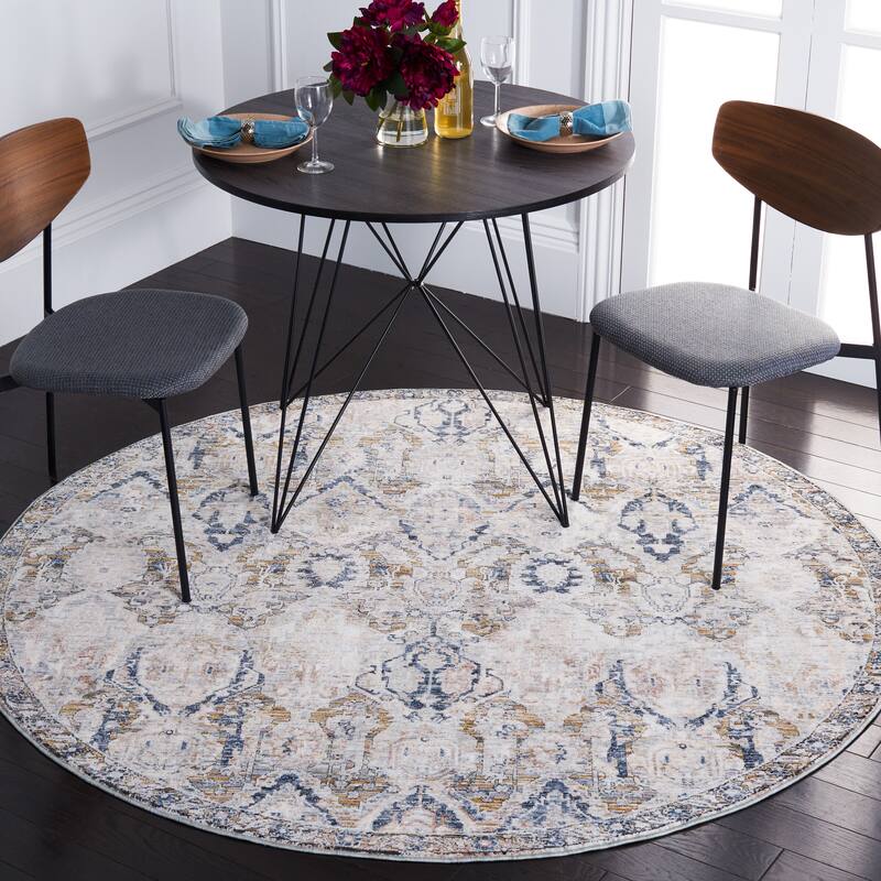SAFAVIEH Moondust Aizhan Vintage Oriental Rug - 6' Round - Grey/Blue