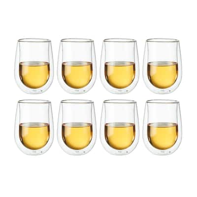 ZWILLING Sorrento 8-pc Double-Wall White Wine Stemless Glass Set - Clear