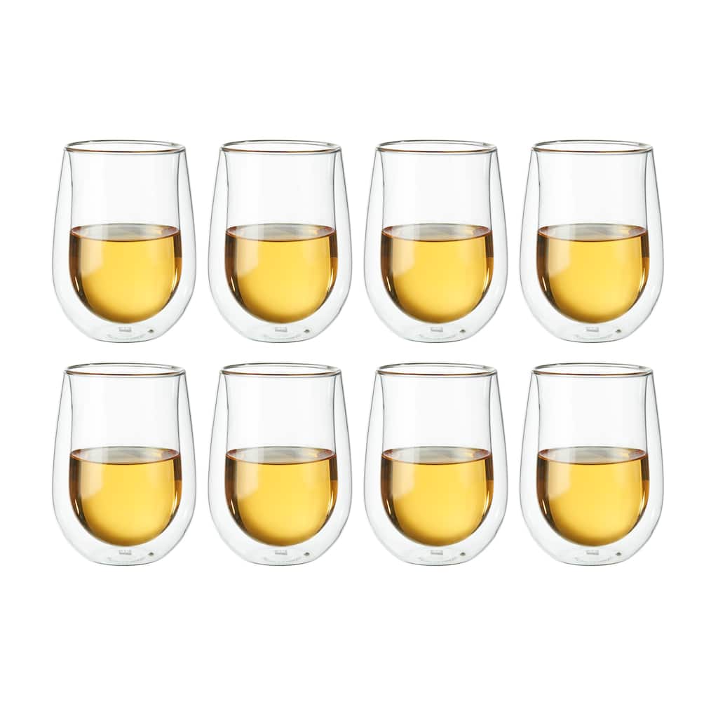 ZWILLING Sorrento 8-pc Double-Wall White Wine Stemless Glass Set - Clear