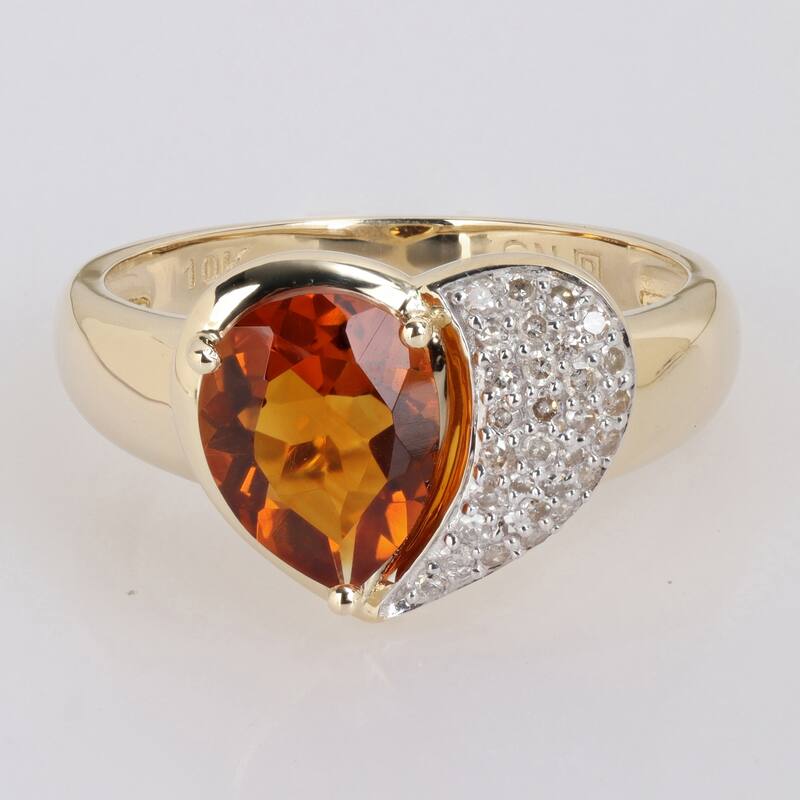 Miadora Gemstone and 1/7ct TDW Diamond Heart Ring in 10k Gold