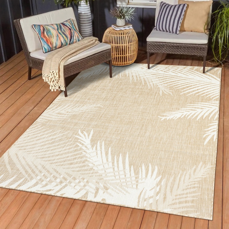 Sevita Callie Coastal Palm Fronds Tropical Indoor/Outdoor Area Rug