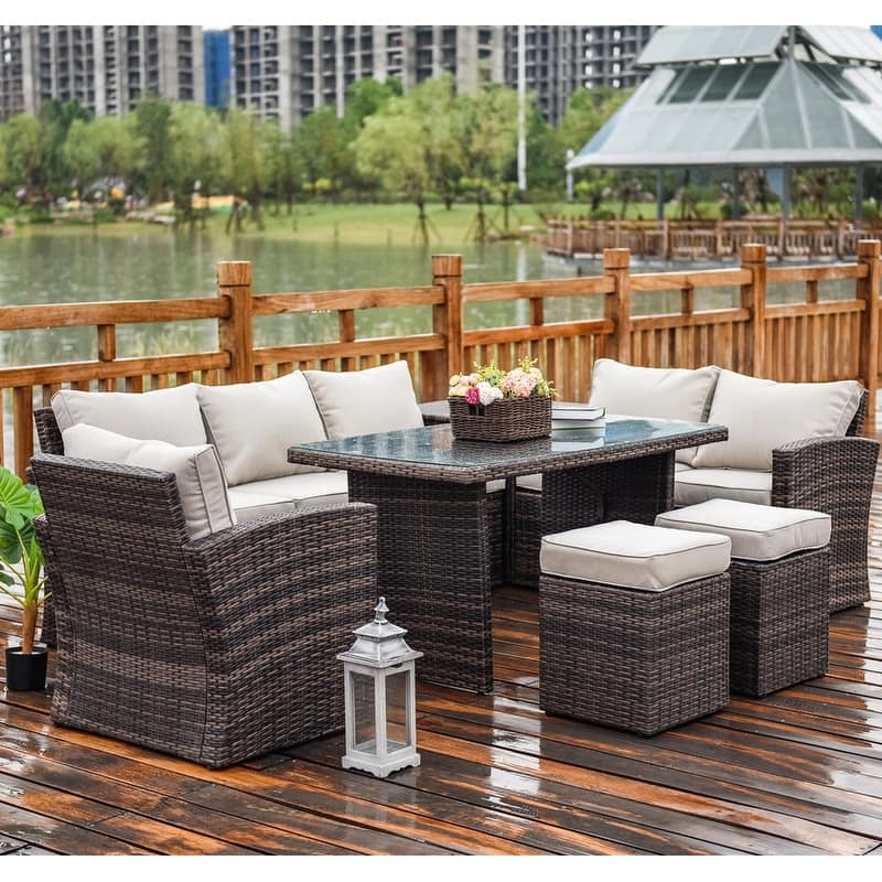 7-piece Patio Wicker Coversation Sofa Set