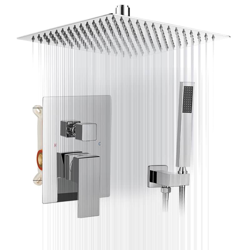 WIZ Single Handle Top Mount Shower Head with Hand Shower Faucet - Polished Chrome