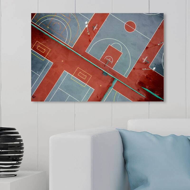 Hatcher and Ethan Prints 'To the Court' Sports and Teams Gray Wall Art Canvas Print - 30 x 20