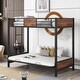 preview thumbnail 10 of 25, Twin-Over-Futon Metal Bunk Bed with Guardrails and Ladder - Versatile 3-in-1 Design, Sturdy Frame, Safety Features Black